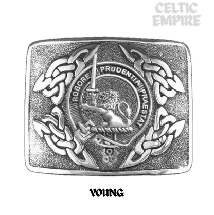 Young Family Clan Crest Interlace Kilt Belt Buckle