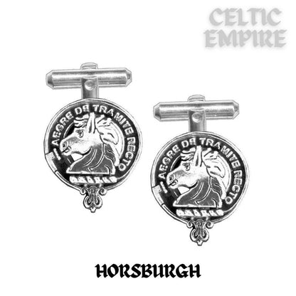 Horsburgh Family Clan Crest Scottish Cufflinks; Pewter, Sterling Silver and Karat Gold