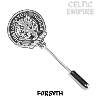 Forsythe Family Clan Crest Stick or Cravat pin, Sterling Silver