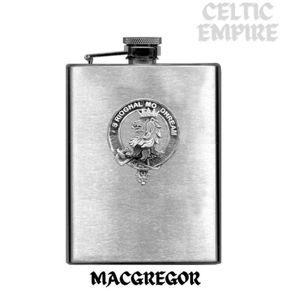 MacGregor 8oz Family Clan Crest Scottish Badge Stainless Steel Flask