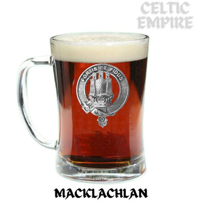 MacLachlan Family Clan Crest Badge Glass Beer Mug