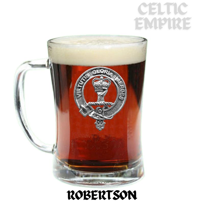 Robertson Family Clan Crest Badge Glass Beer Mug