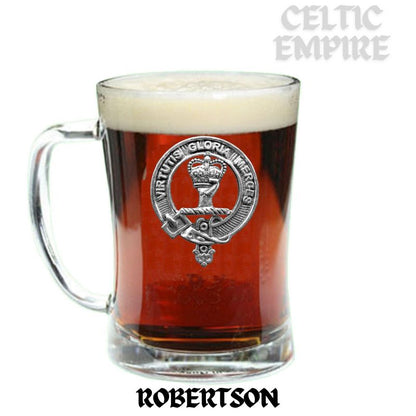 Robertson Family Clan Crest Badge Glass Beer Mug