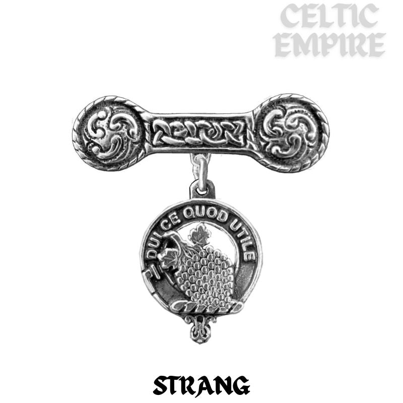 Strang Family Clan Crest Iona Bar Brooch - Sterling Silver