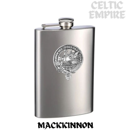 MacKinnon 8oz Family Clan Crest Scottish Badge Stainless Steel Flask