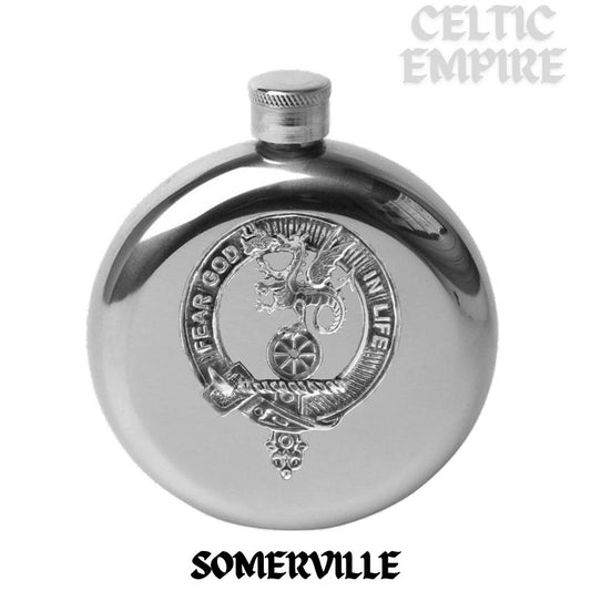 Somerville 5 oz Round Family Clan Crest Scottish Badge Flask