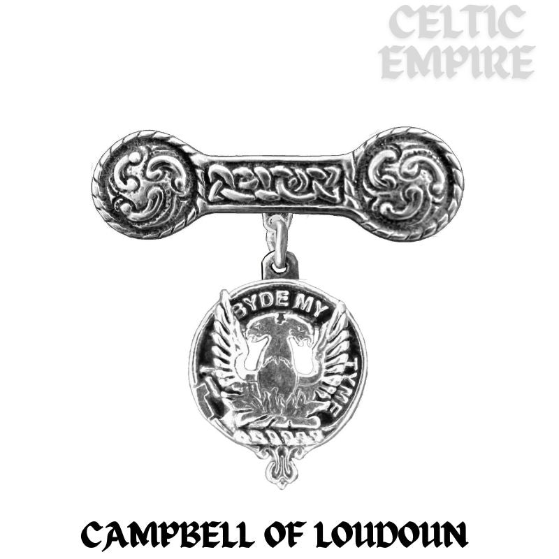 Campbell (Loudoun) Family Clan Crest Iona Bar Brooch - Sterling Silver