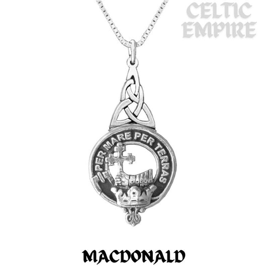 MacDonald Family Clan Crest Interlace Drop Pendant
