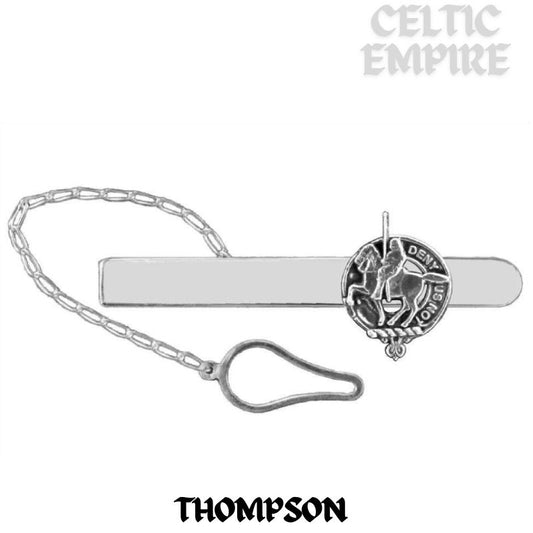 Thompson Family Clan Crest Scottish Button Loop Tie Bar ~ Sterling silver