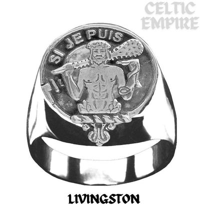 Livingston Scottish Family Clan Crest Ring Sterling Silver and Karat Gold