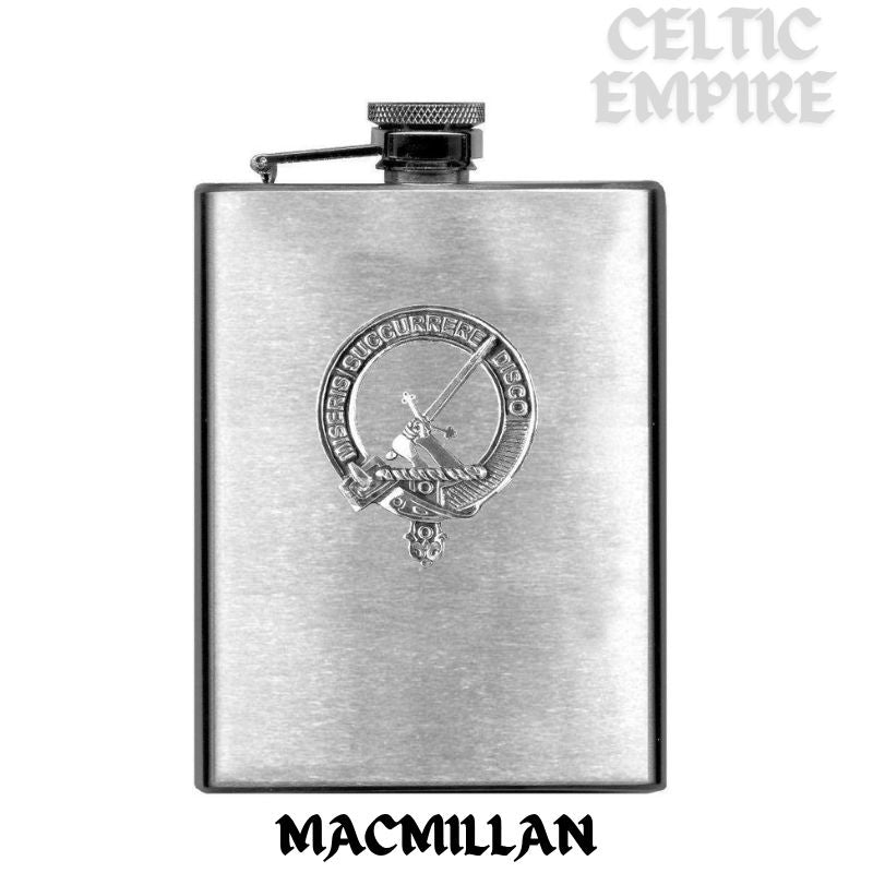 MacMillan 8oz Family Clan Crest Scottish Badge Stainless Steel Flask