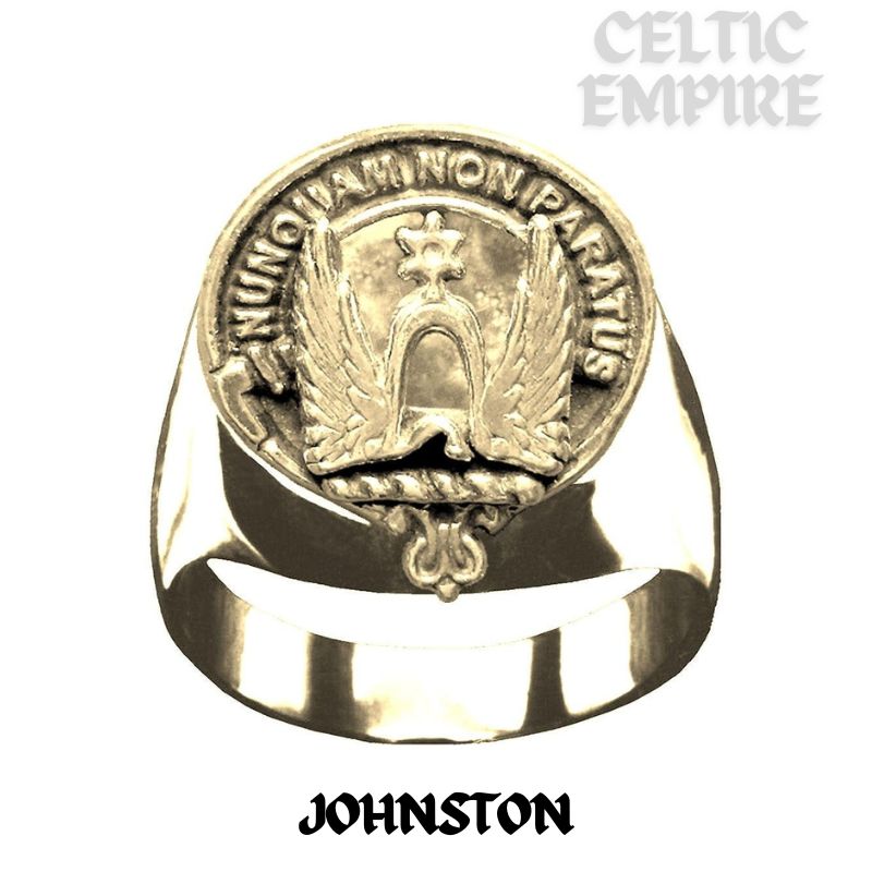 Johnston Scottish Family Clan Crest Ring Sterling Silver and Karat Gold