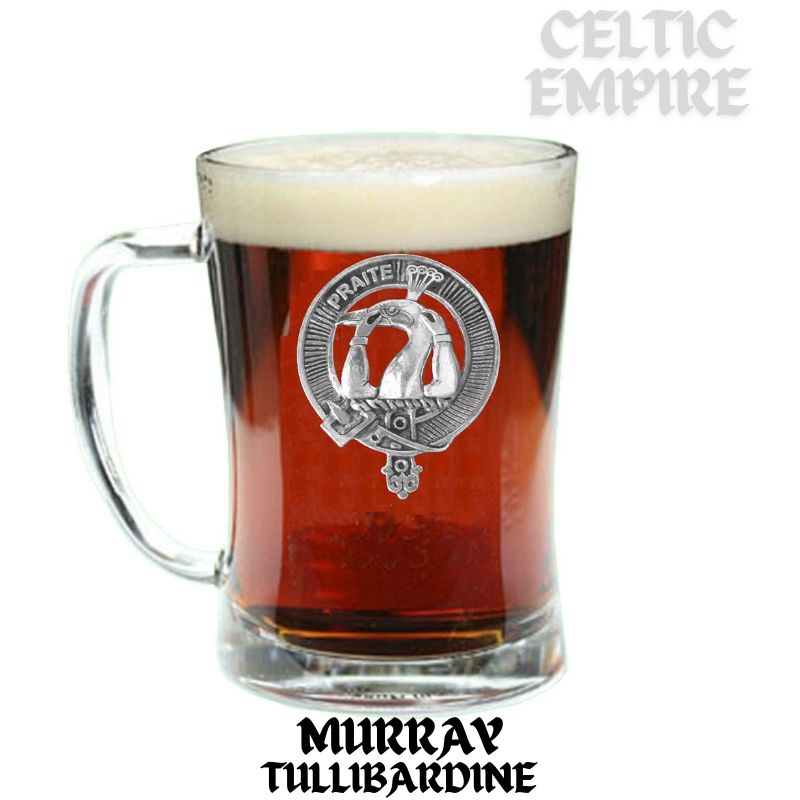 Murray Tullibardine Crest Badge Beer Mug, Scottish Glass Tankard