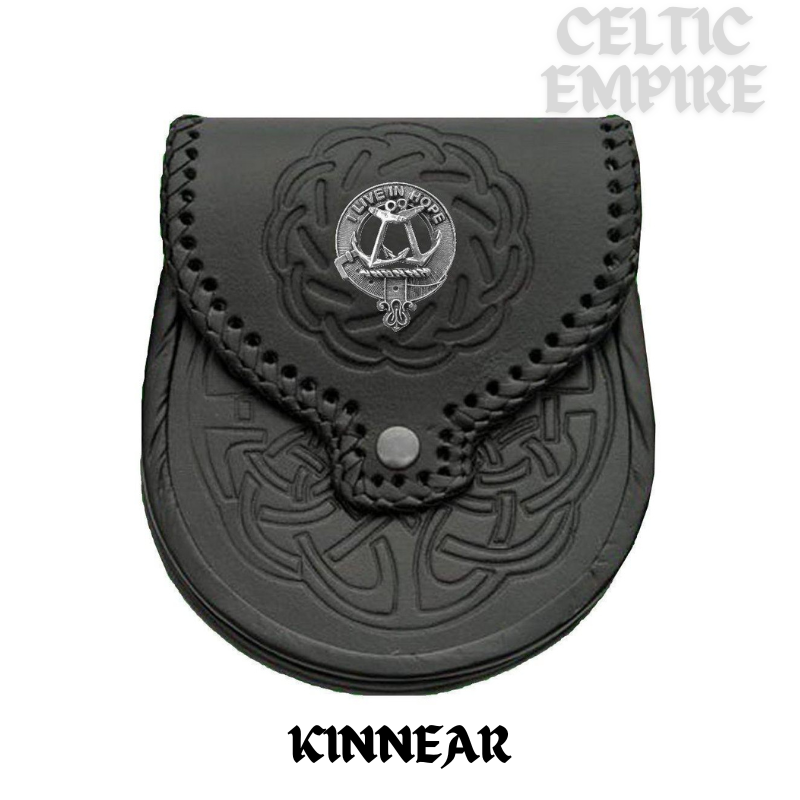 Kinnear Scottish Family Clan Badge Sporran, Leather