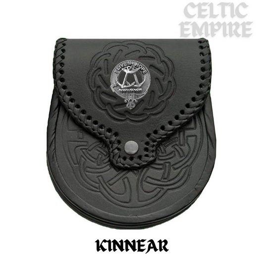 Kinnear Scottish Family Clan Badge Sporran, Leather