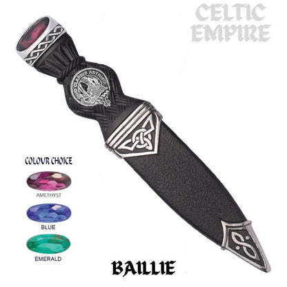 Baillie Interlace Family Clan Crest Sgian Dubh, Scottish Knife