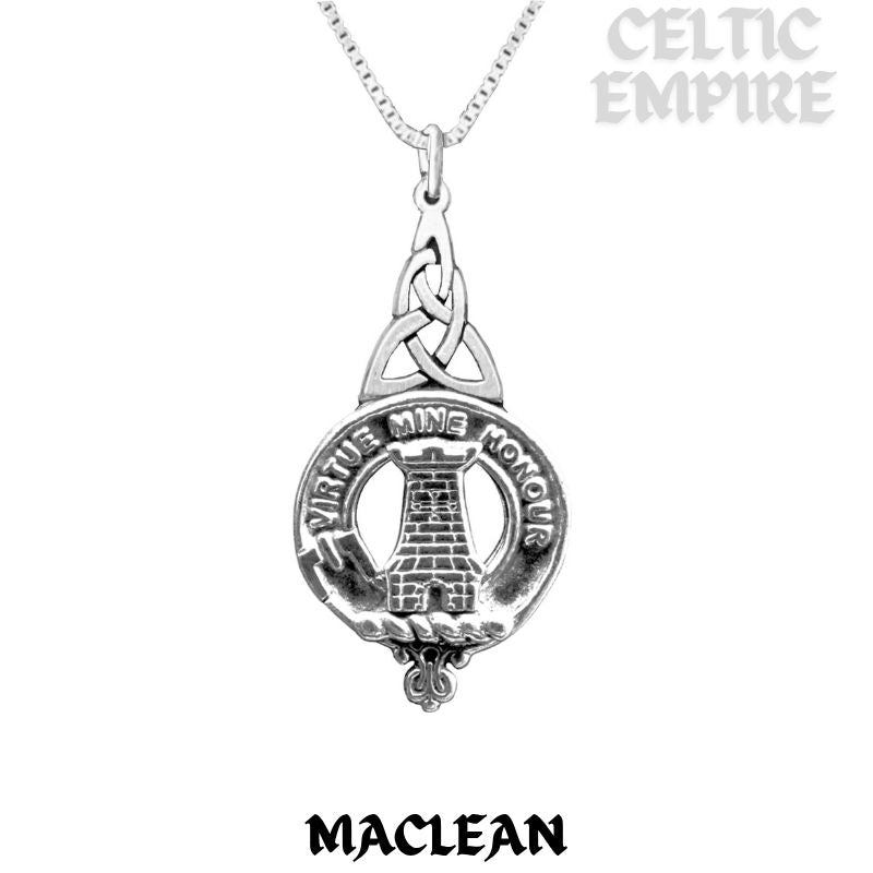 MacLean Family Clan Crest Interlace Drop Pendant