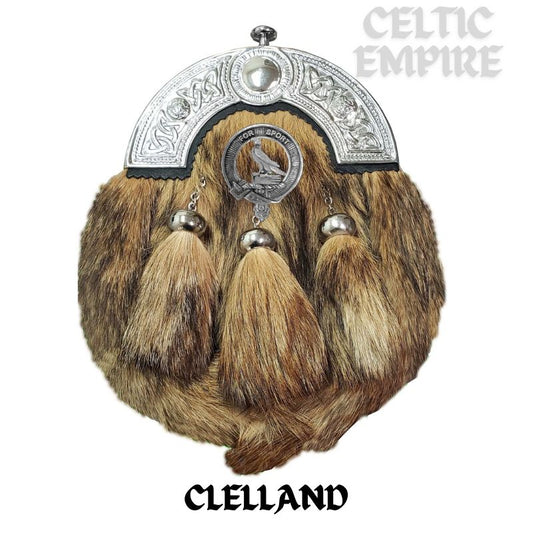 Clelland Scottish Family Clan Crest Badge Dress Fur Sporran