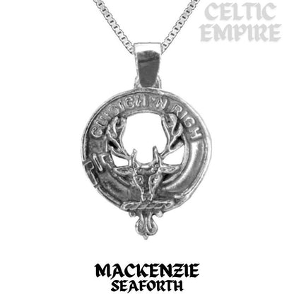 MacKenzie Seaforth Large 1" Scottish Family Clan Crest Pendant - Sterling Silver