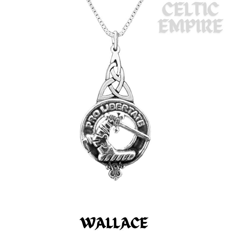 Wallace Family Clan Crest Interlace Drop Pendant
