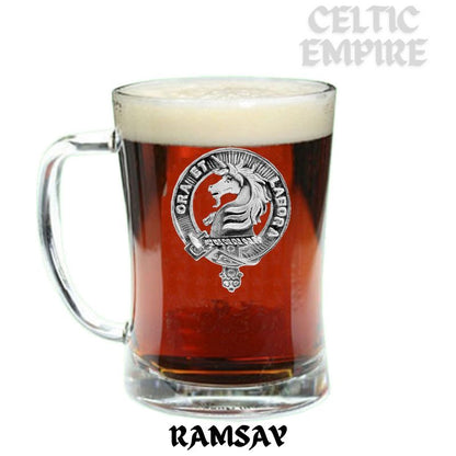 Ramsay Family Clan Crest Badge Glass Beer Mug