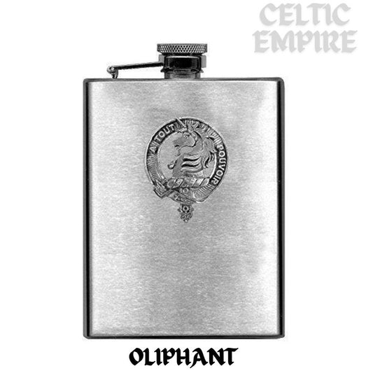 Oliphant 8oz Family Clan Crest Scottish Badge Stainless Steel Flask
