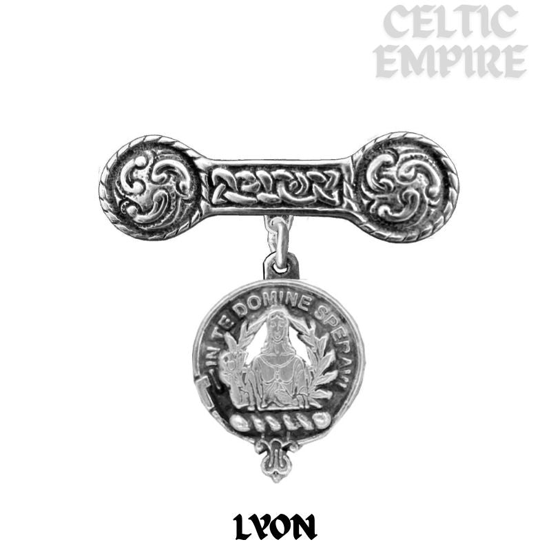 Lyon Family Clan Crest Iona Bar Brooch - Sterling Silver