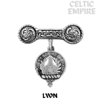 Lyon Family Clan Crest Iona Bar Brooch - Sterling Silver