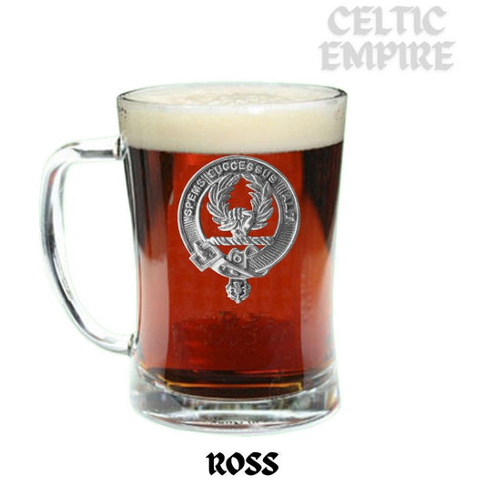 Ross Family Clan Crest Badge Glass Beer Mug