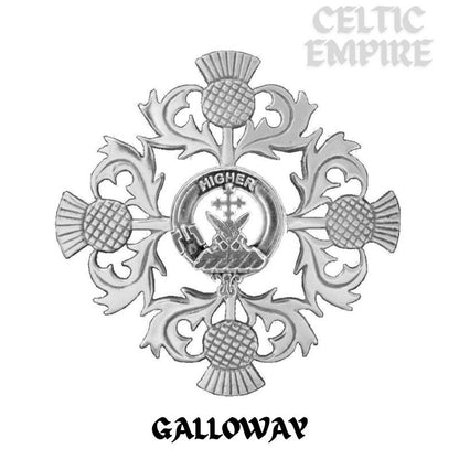 Galloway Family Clan Crest Scottish Four Thistle Brooch