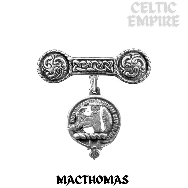 MacThomas Family Clan Crest Iona Bar Brooch - Sterling Silver