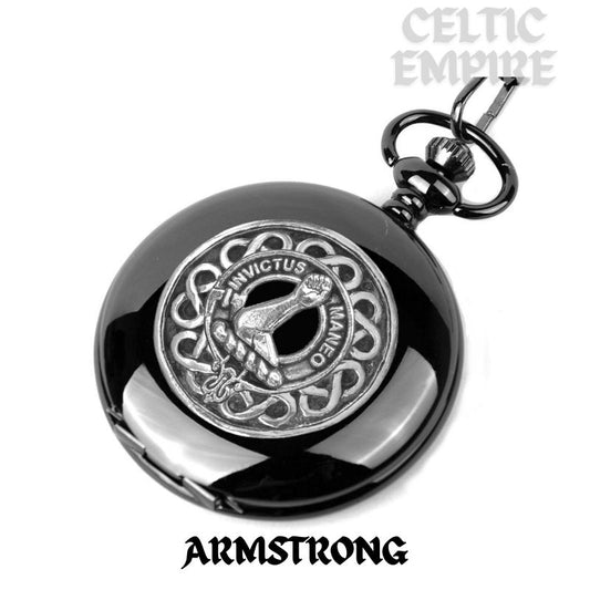 Armstrong Family Clan Crest  Black Pocket Watch