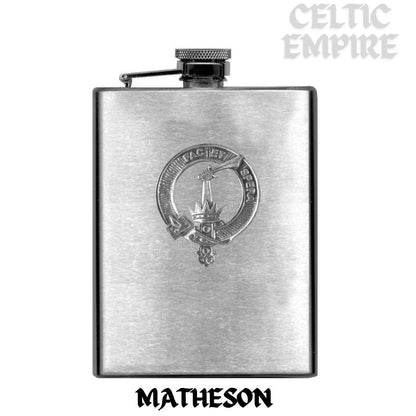 Matheson 8oz Family Clan Crest Scottish Badge Stainless Steel Flask
