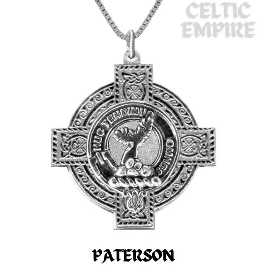 Paterson Family Clan Crest Celtic Cross Pendant Scottish