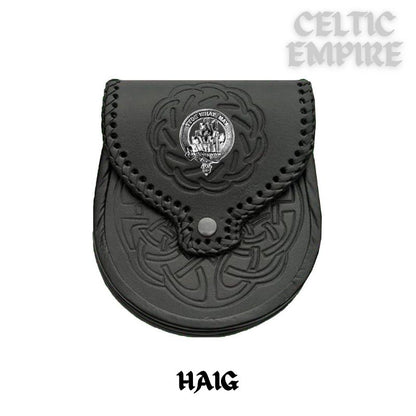 Haig Scottish Family Clan Badge Sporran, Leather