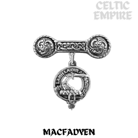 MacFadden Family Clan Crest Iona Bar Brooch - Sterling Silver