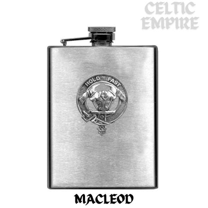 MacLeod (Harris) 8oz Family Clan Crest Scottish Badge Stainless Steel Flask