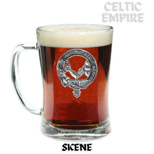 Skene Family Clan Crest Badge Glass Beer Mug