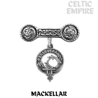 MacKellar Family Clan Crest Iona Bar Brooch - Sterling Silver