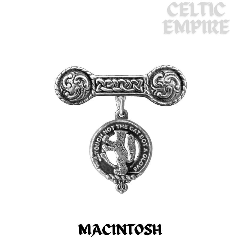 MacIntosh Family Clan Crest Iona Bar Brooch - Sterling Silver