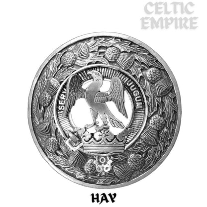 Hay Family Clan Badge Scottish Plaid Brooch