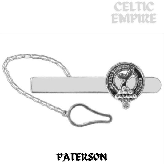 Paterson Family Clan Crest Scottish Button Loop Tie Bar ~ Sterling silver