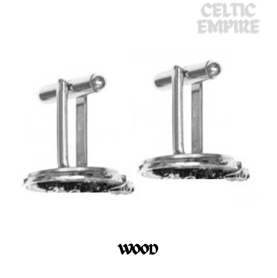 Wood Family Clan Crest Scottish Cufflinks; Pewter, Sterling Silver and Karat Gold