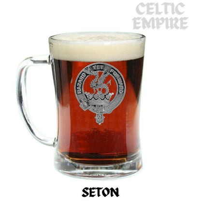 Seton Family Clan Crest Badge Glass Beer Mug