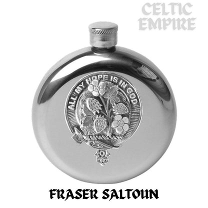 Fraser  Saltoun Family Round Family Clan Crest Scottish Badge Flask 5oz