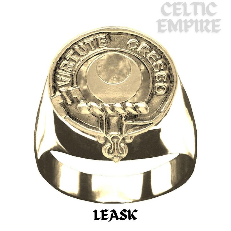 Leask Scottish Family Clan Crest Ring Sterling Silver and Karat Gold