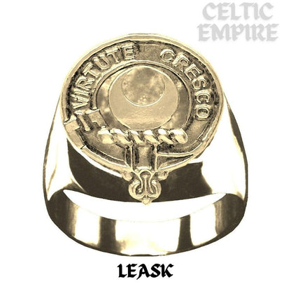 Leask Scottish Family Clan Crest Ring Sterling Silver and Karat Gold