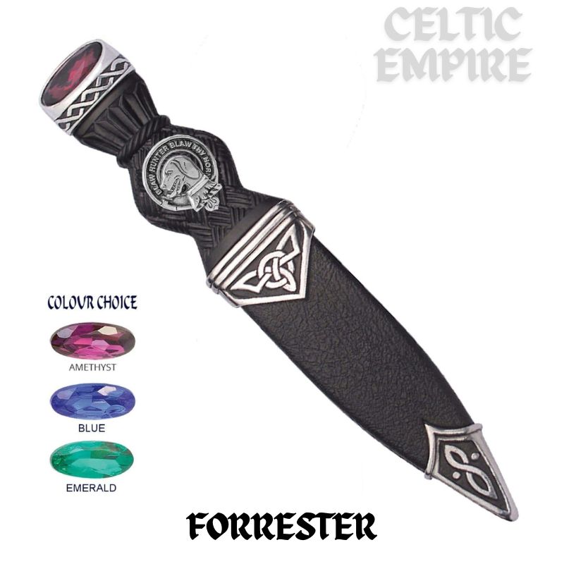 Forrester Interlace Family Clan Crest Sgian Dubh, Scottish Knife