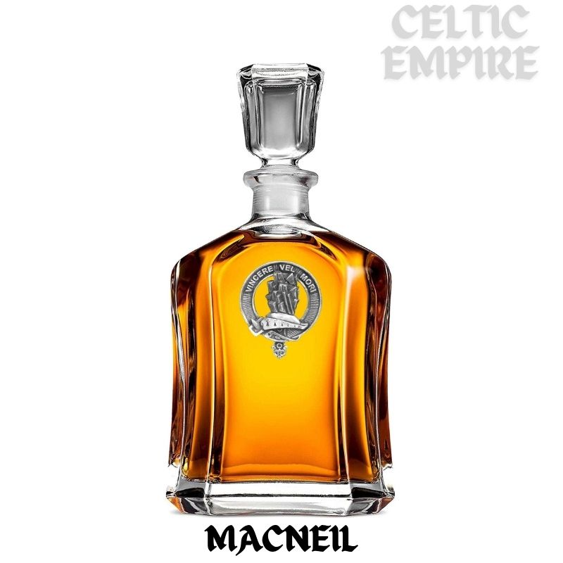 MacNeill Barra Family Clan Crest Badge Whiskey Decanter