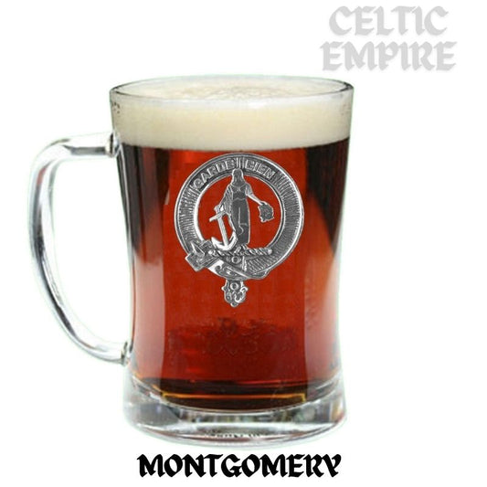 Montgomery Family Clan Crest Badge Glass Beer Mug